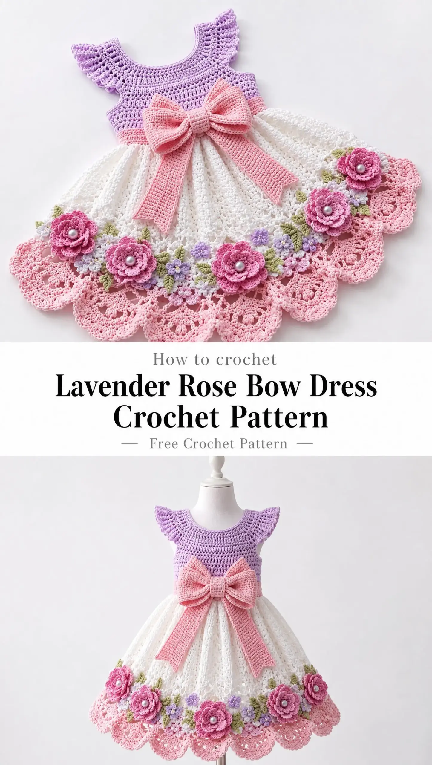 Lavender Rose Bow Dress Crochet Pattern