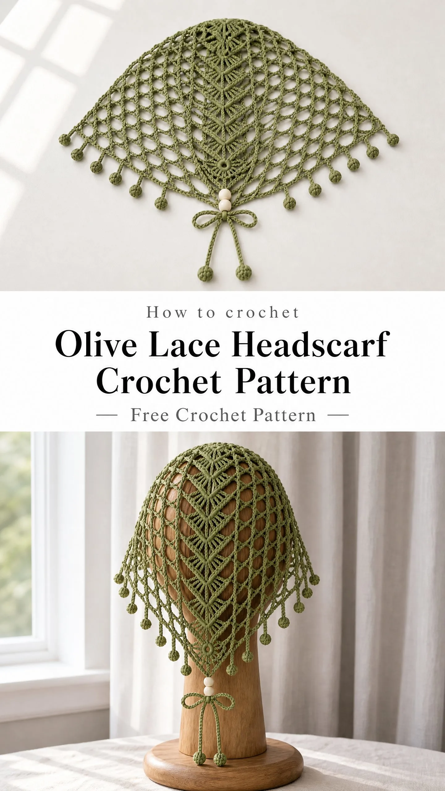 Olive Lace Headscarf Crochet Pattern