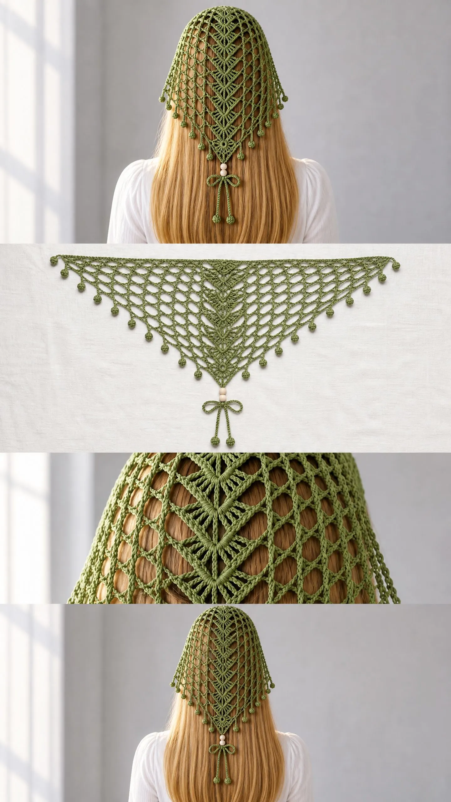 Olive Lace Headscarf Crochet Pattern