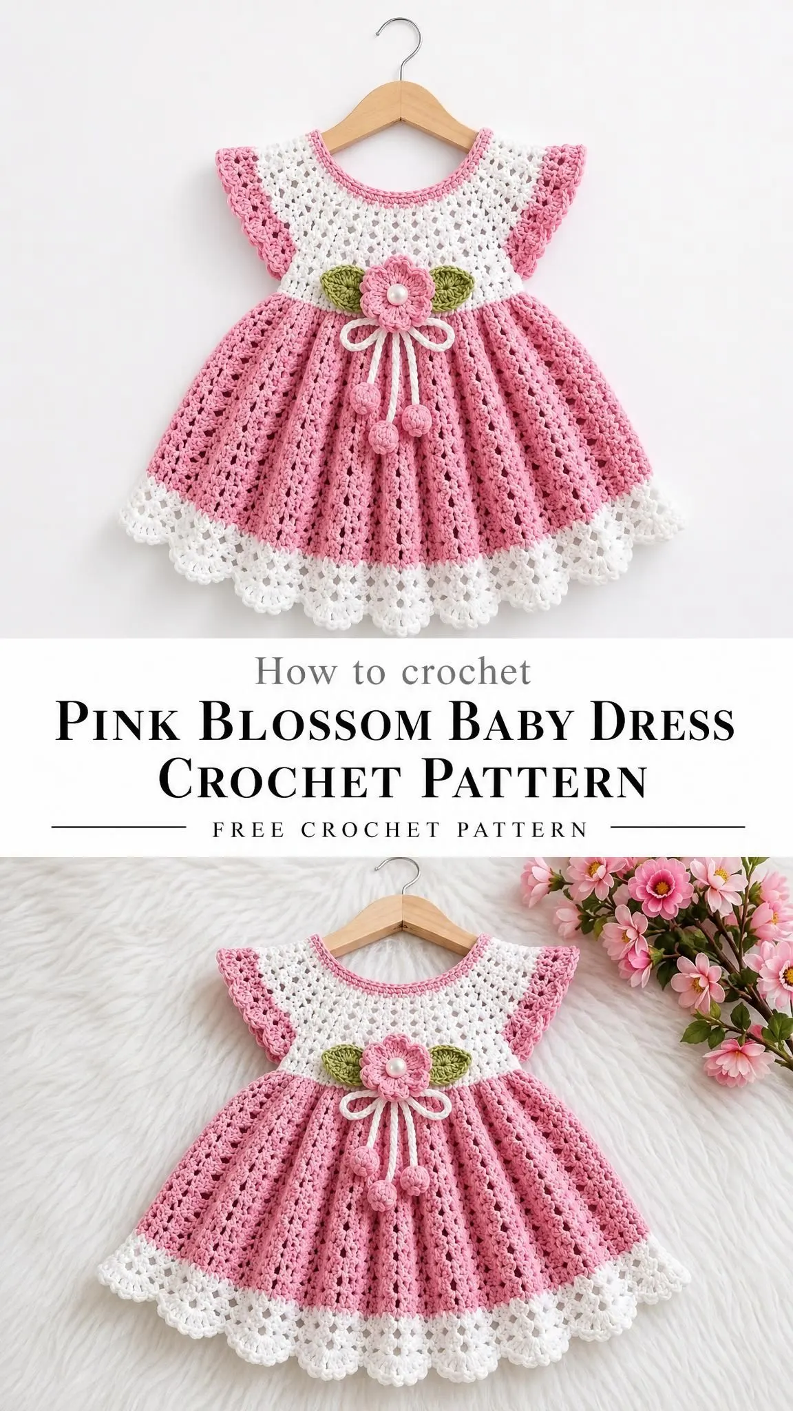 Pink Blossom Baby Dress Crochet Pattern