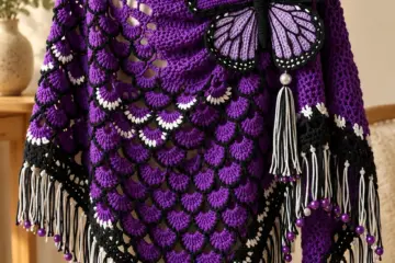 Purple Monarch Butterfly Shawl Crochet Pattern