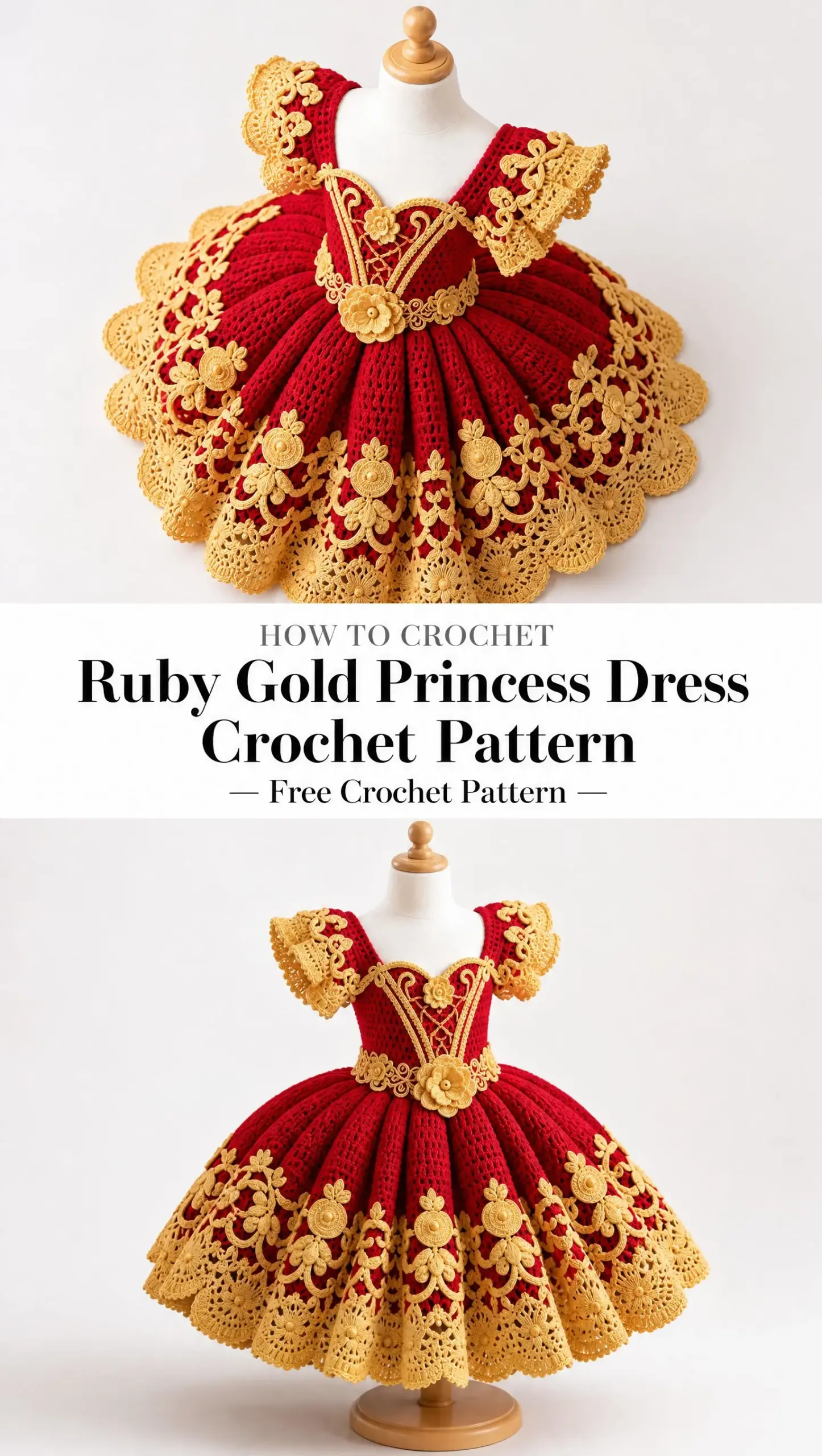 Ruby Gold Princess Dress Crochet Pattern
