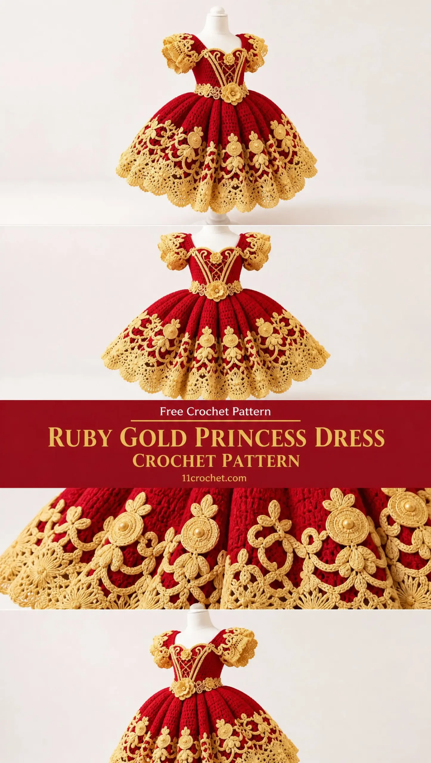 Ruby Gold Princess Dress Crochet Pattern