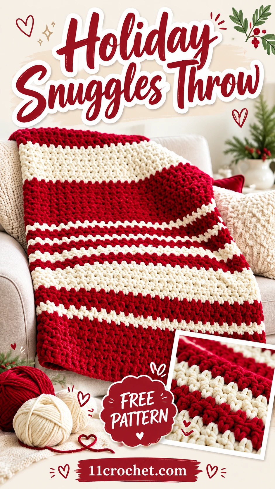 Holiday Snuggles Throw: AI-generated crochet blanket inspiration pin
