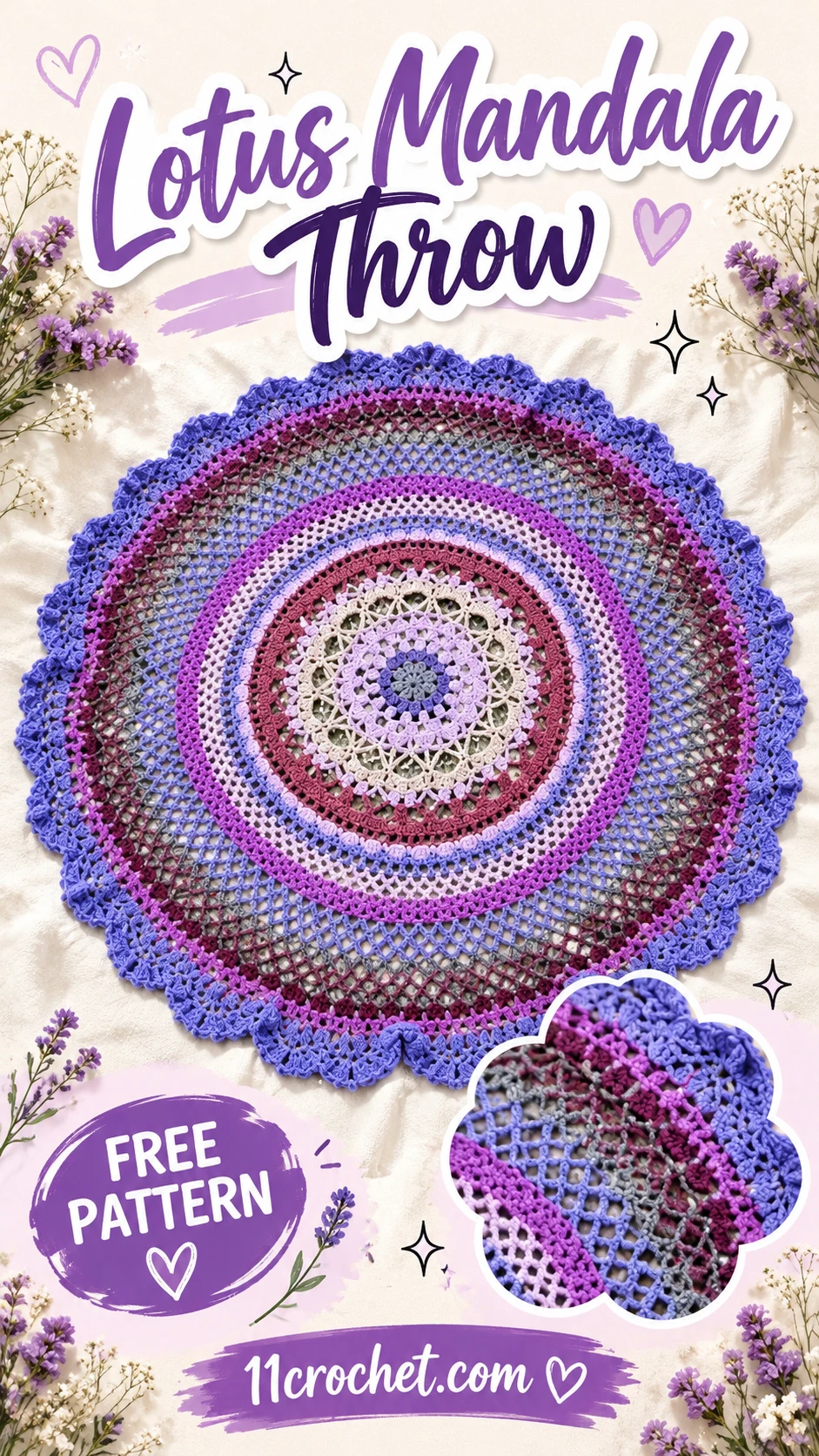 Lotus Mandala Throw: AI-generated crochet blanket inspiration pin