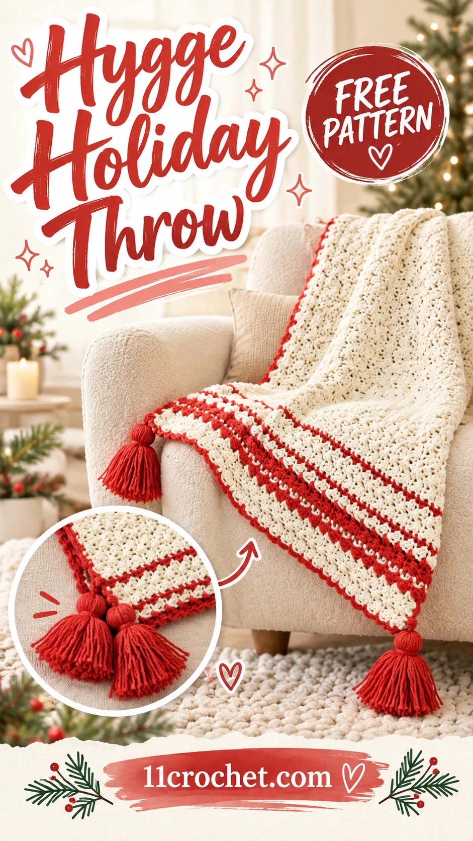 Hygge Holiday Throw: AI-generated crochet blanket inspiration pin